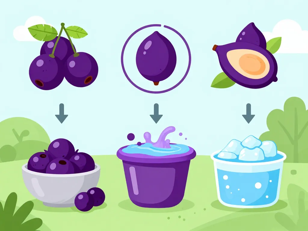 diagramme transformation acai congelé et nutriments