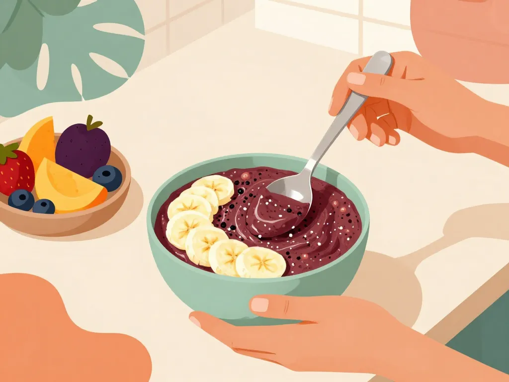 préparation acai congelé en smoothie bowl cuisine maison