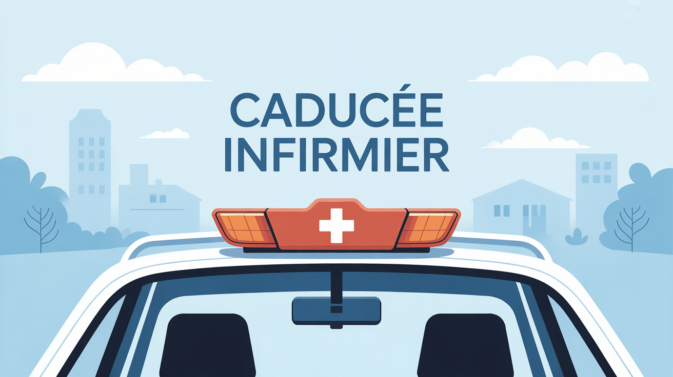 caducée infirmier véhicule professionnel sur fond épuré