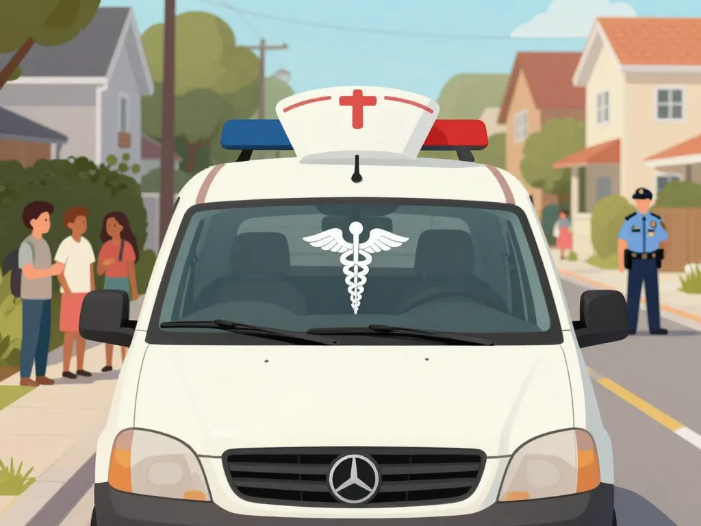 caducée infirmier véhicule rue agent police voisin