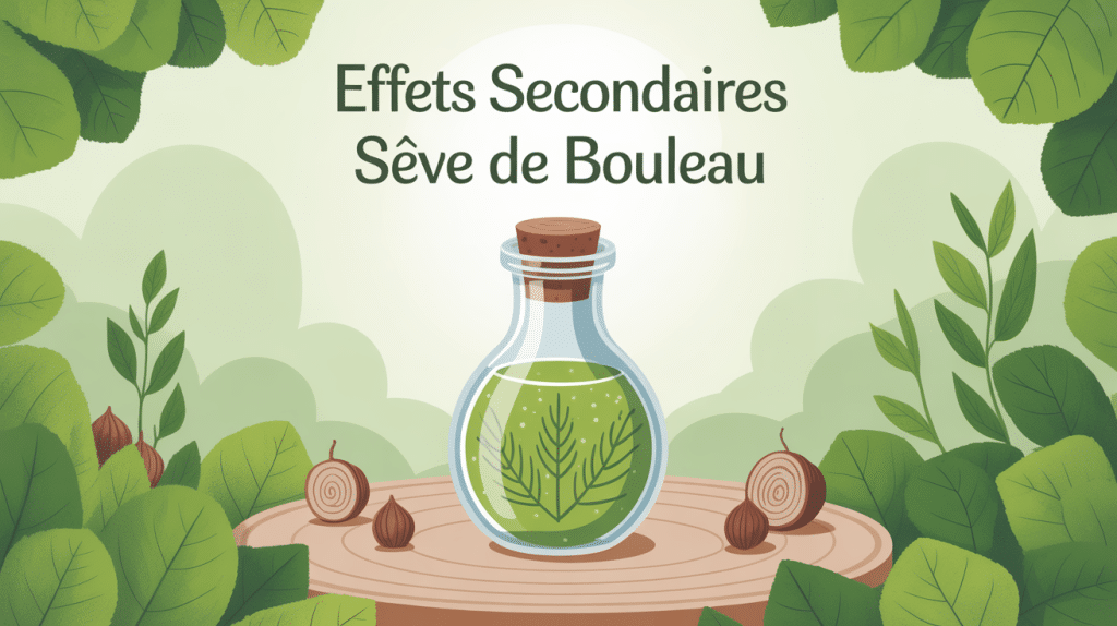 Effet secondaire seve de bouleau carafe sur fond de bouleaux
