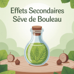 Effet secondaire seve de bouleau carafe sur fond de bouleaux