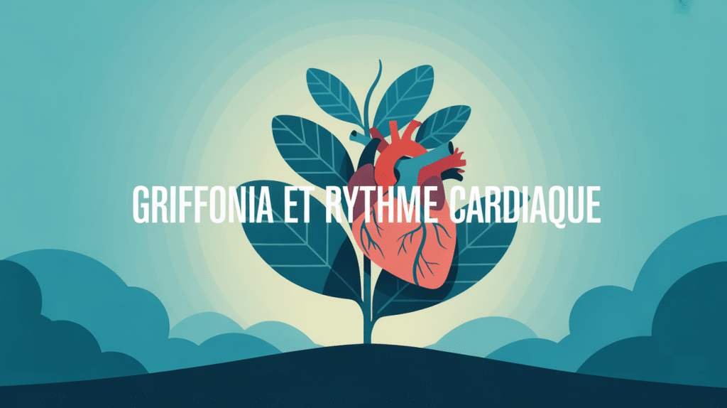 griffonia et rythme cardiaque, plante et cœur stylisé
