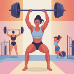 Musculation femme exercice, femme soulevant haltères, illustration inspirante