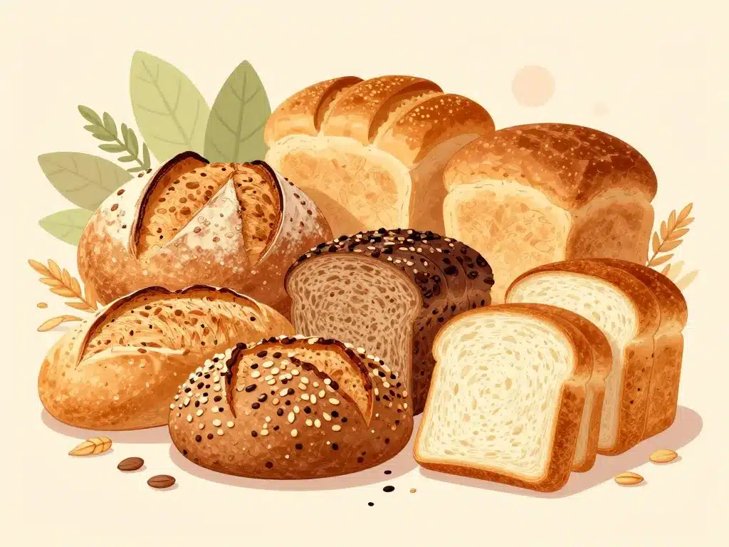 Différents pains healthy comparés pain complet levain seigle