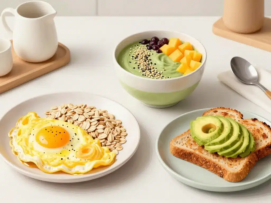 petit dejeuner pour secher omelette smoothie bowl pain complet