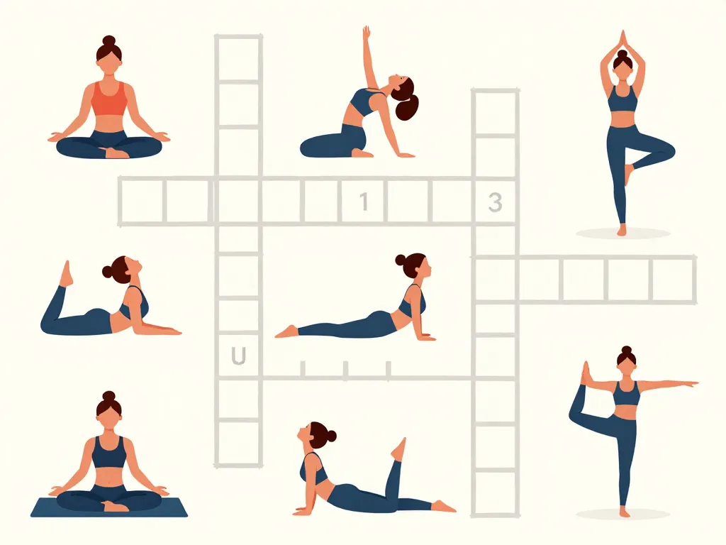 principales postures de yoga mots fleches silhouettes grilles