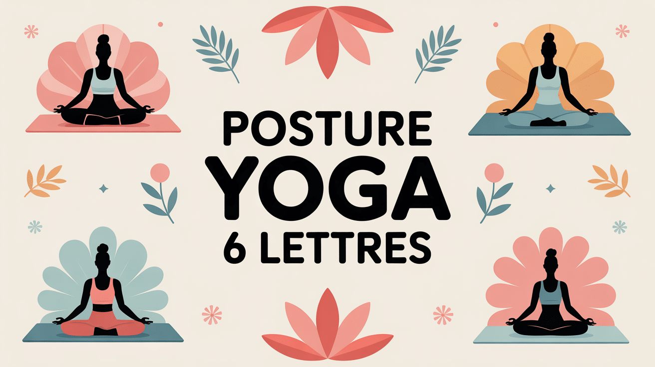 Illustration postures de yoga 6 lettres fond apaisant