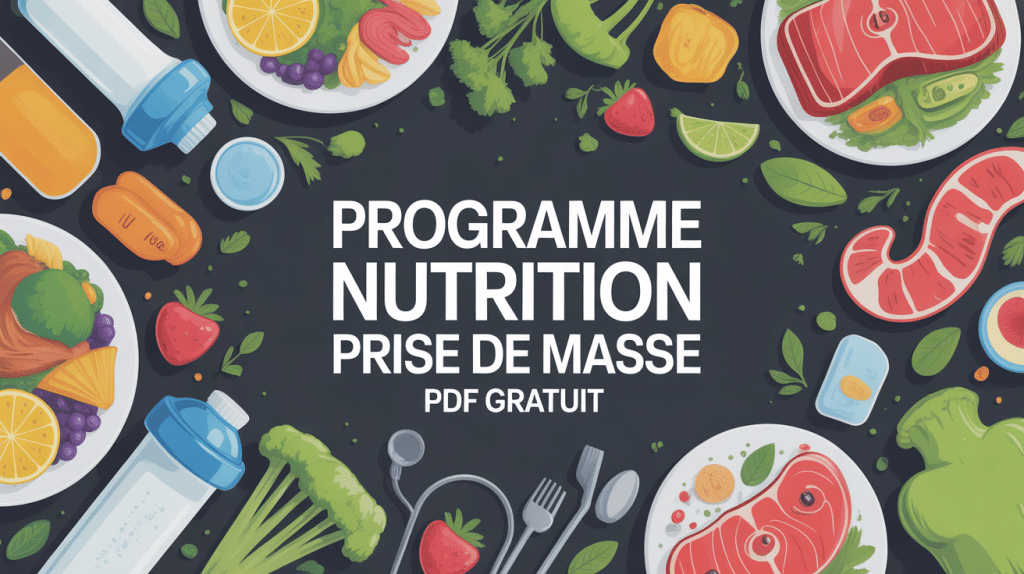 programme nutrition prise de masse PDF gratuit illustration colorée nutrition musculation