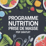 programme nutrition prise de masse PDF gratuit illustration colorée nutrition musculation