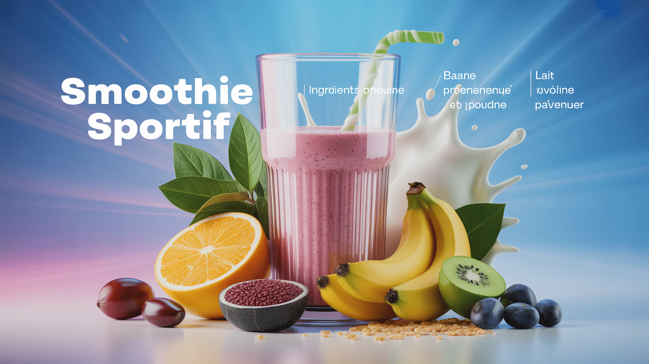 smoothie sportif moderne avec ingrédients sains