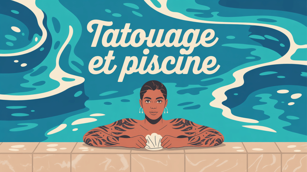 tatouage piscine avant-bras au bord de piscine