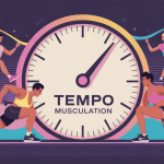 illustration tempo musculation avec chronomètre et silhouettes