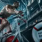 sportif sur aquabike en piscine
