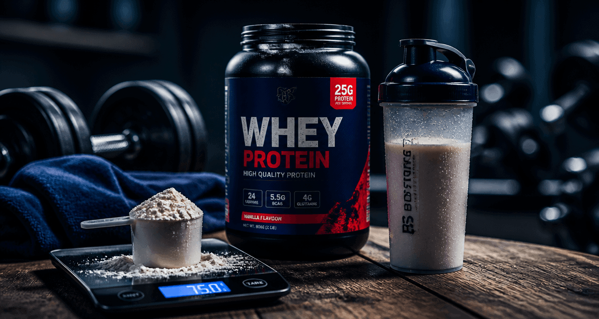 1 scoop de whey en gramme sur balance