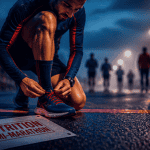 alimentation pour un semi marathon coureur lacets ligne départ