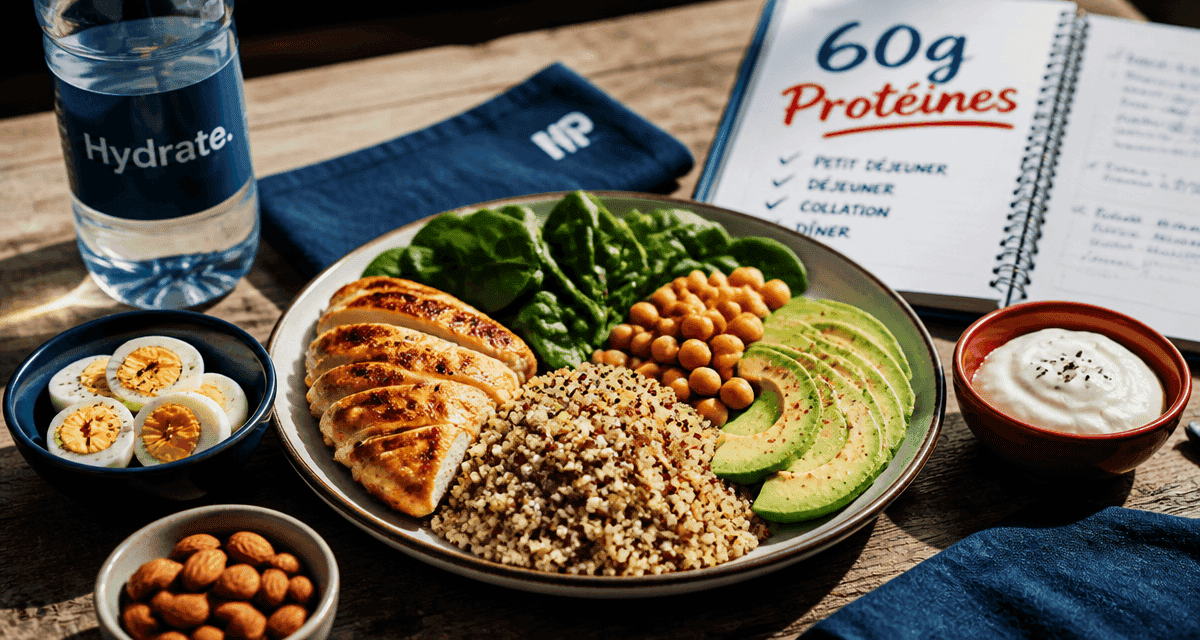 comment manger 60 g de proteine par jour assiette équilibrée