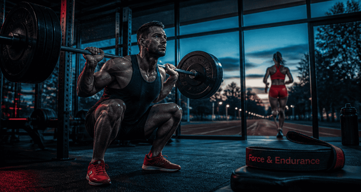 Homme squat et femme jogging musculation
