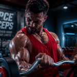 exercice biceps curl barre EZ athlète