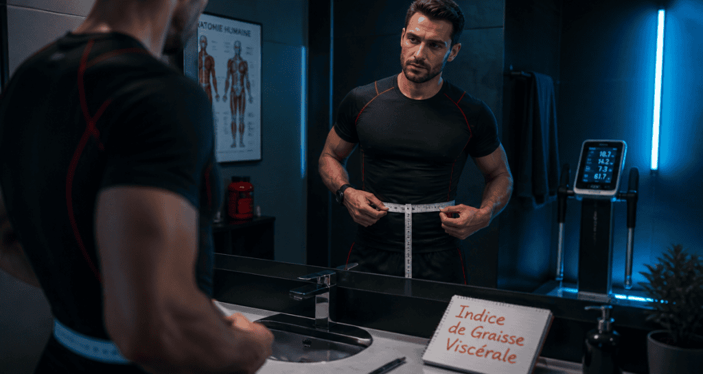 Homme mesure taille indice de graisse viscerale