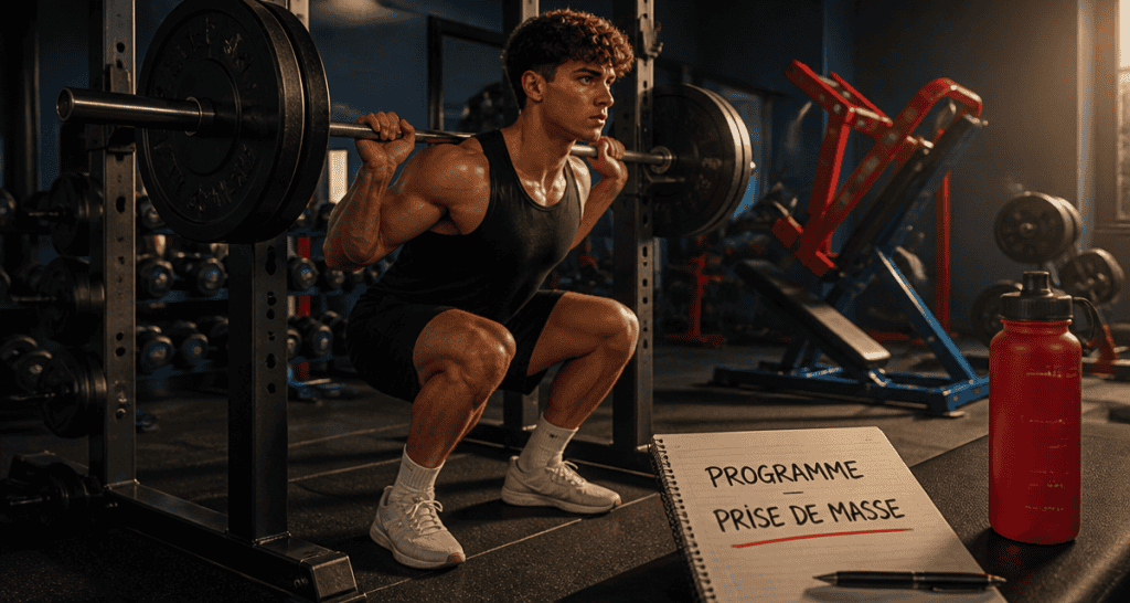 programme prise de masse debutant squat jeune homme