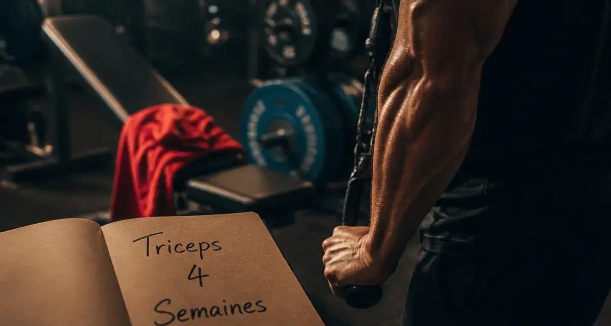 avoir des gros bras en 1 mois : triceps à la poulie en salle de sport