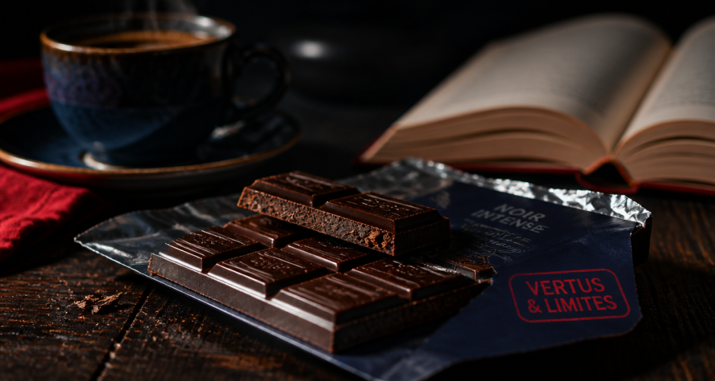 chocolat noir bienfaits et mefaits tablette sur table