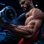 Athlète faisant un curl incliné en salle de musculation