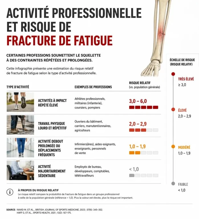 Infographie sur le risque de travailler avec une fracture de fatigue selon le métier
