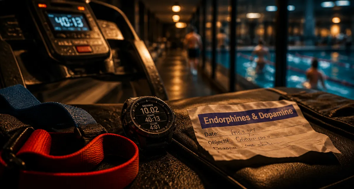 Hormone du bonheur sport : tapis de course en salle, endorphines et dopamine