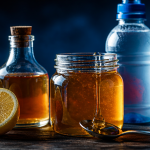 le miel contre les crampes sur table avec citron et eau de coco