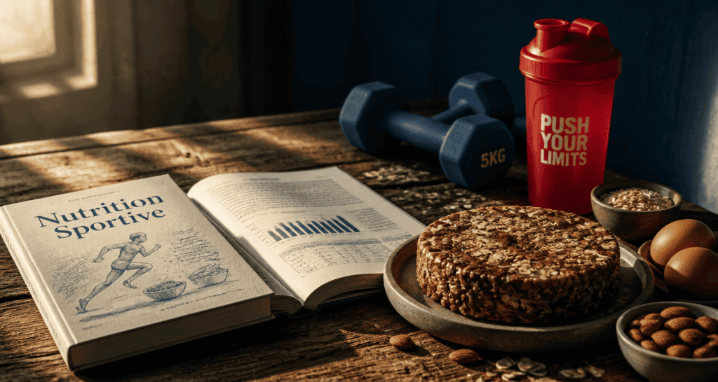 Livre sur la nutrition sportive, aliments et accessoires sportifs