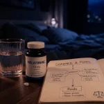 Melatonine effets secondaires prise poids : flacon de mélatonine et eau