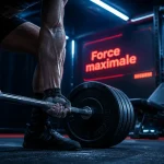 Musculation pour la force : barre chargée, 1–5 reps, tension maximale