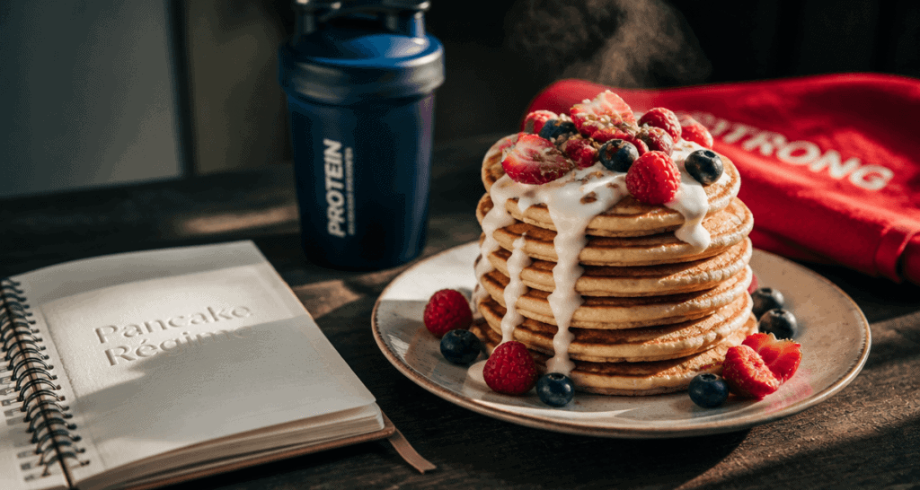 pancake regime protéiné avec fruits rouges et Skyr