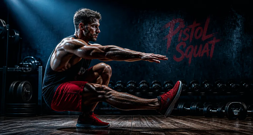 pistols squat athlète salle de sport