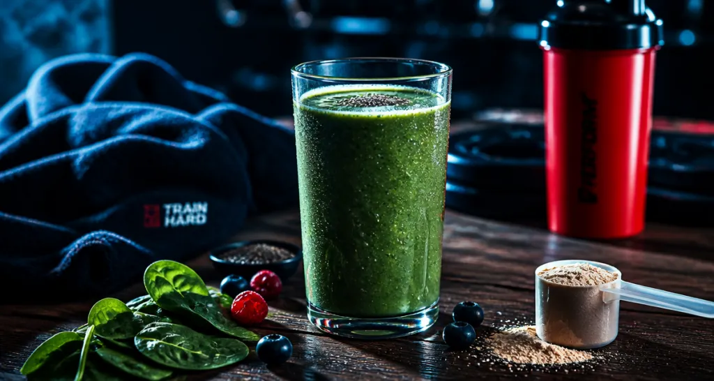 smoothie proteine pour maigrir sur table avec ingredients
