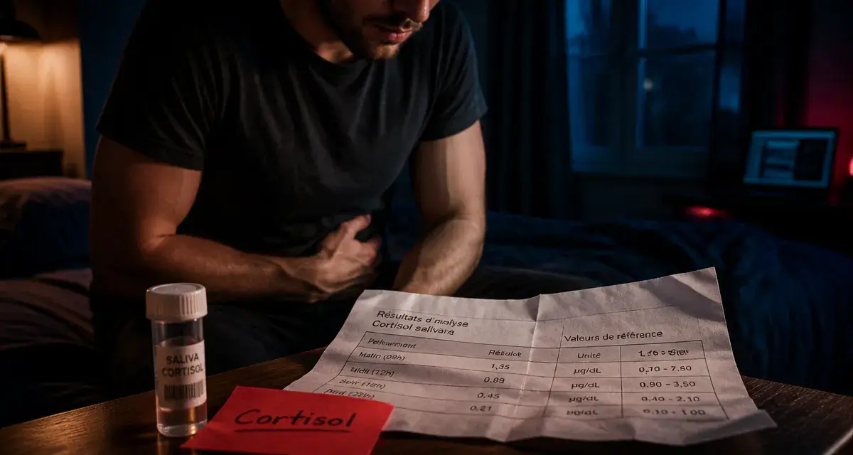 Taux de cortisol eleve et ventre gonfle : test salivaire et stress