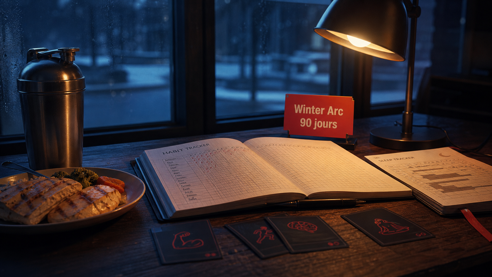 Winter arc 90 jours : plan d’entraînement, suivi, shaker et nutrition