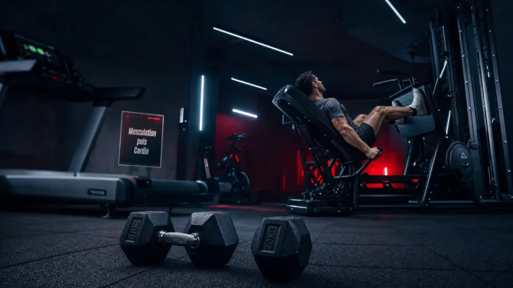 Cardio avant apres muscu en salle : musculation puis cardio
