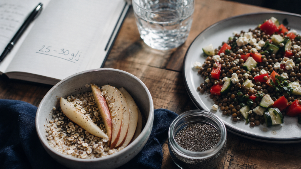 Combien de gramme de fibre par jour : flocons d’avoine, chia, salade de lentilles