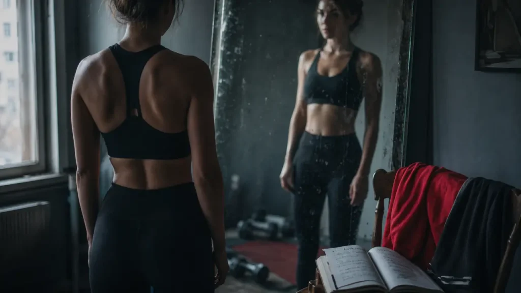 Corp svelte : silhouette tonique devant miroir