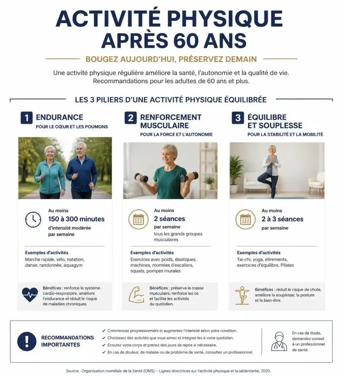 Recommandations d'activité physique et sport après 60 ans pour rester en forme