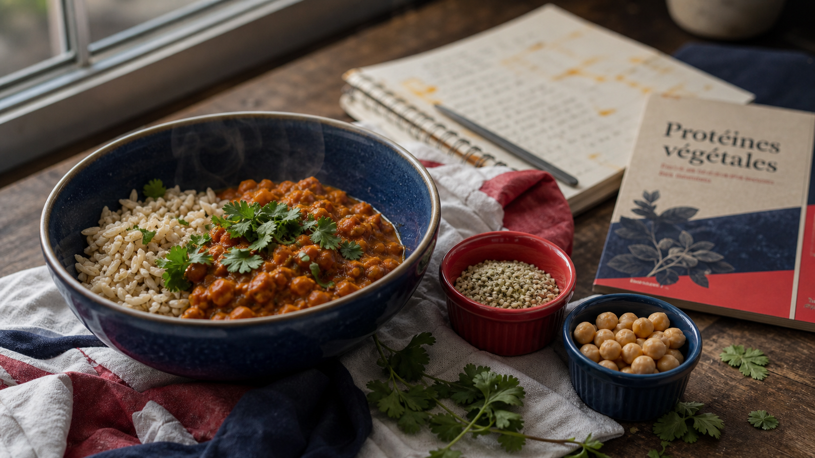 Sources de proteines vegetales : curry de lentilles corail et riz complet