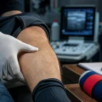 Déchirure musculaire symptôme : examen kiné et compresse froide sur mollet