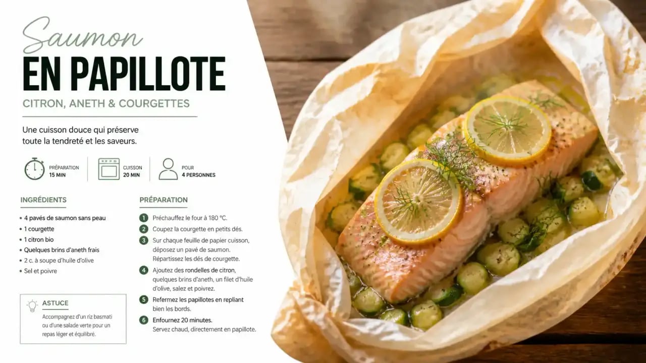 Recettes riches en protéines pour la récupération sportive : saumon en papillote au four