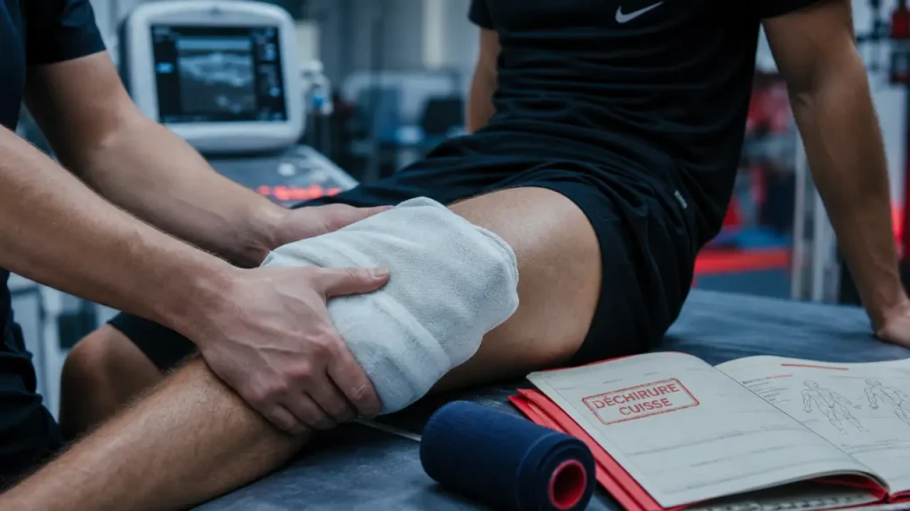 Déchirure musculaire à la cuisse : reconnaître la douleur, l’hématome et les signes d’alerte