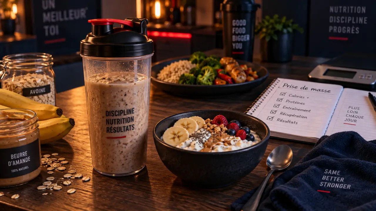 Compléments alimentaires pour grossir : smoothie épais avec flocons d’avoine et banane