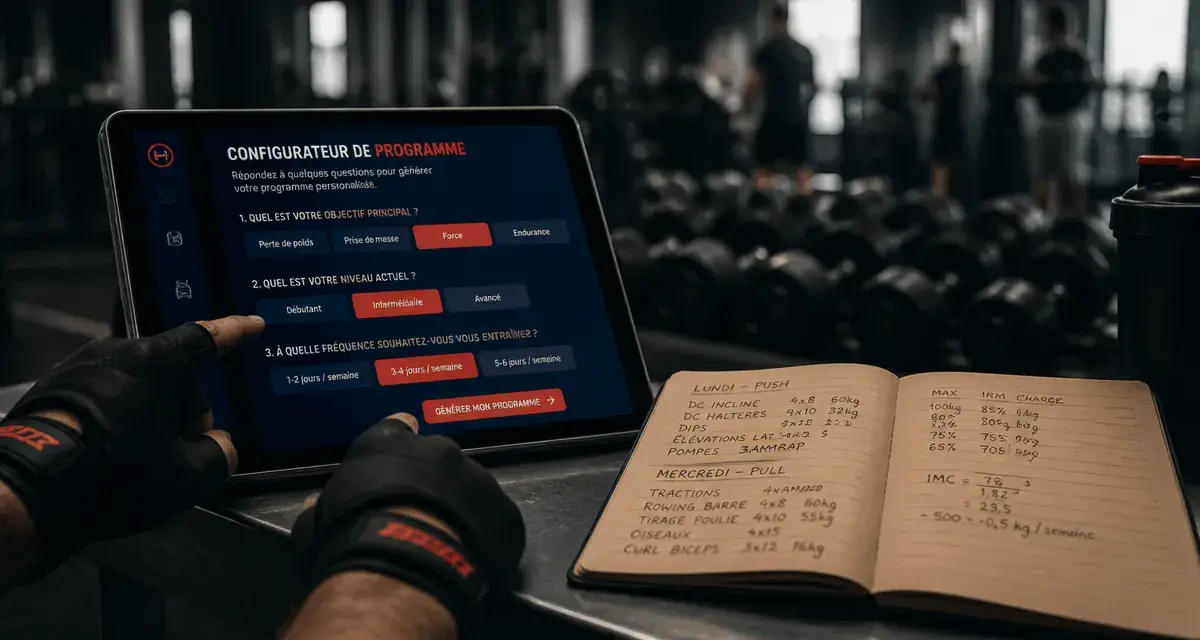 Créer son programme de musculation en ligne gratuit : configurateur objectif niveau et fréquence