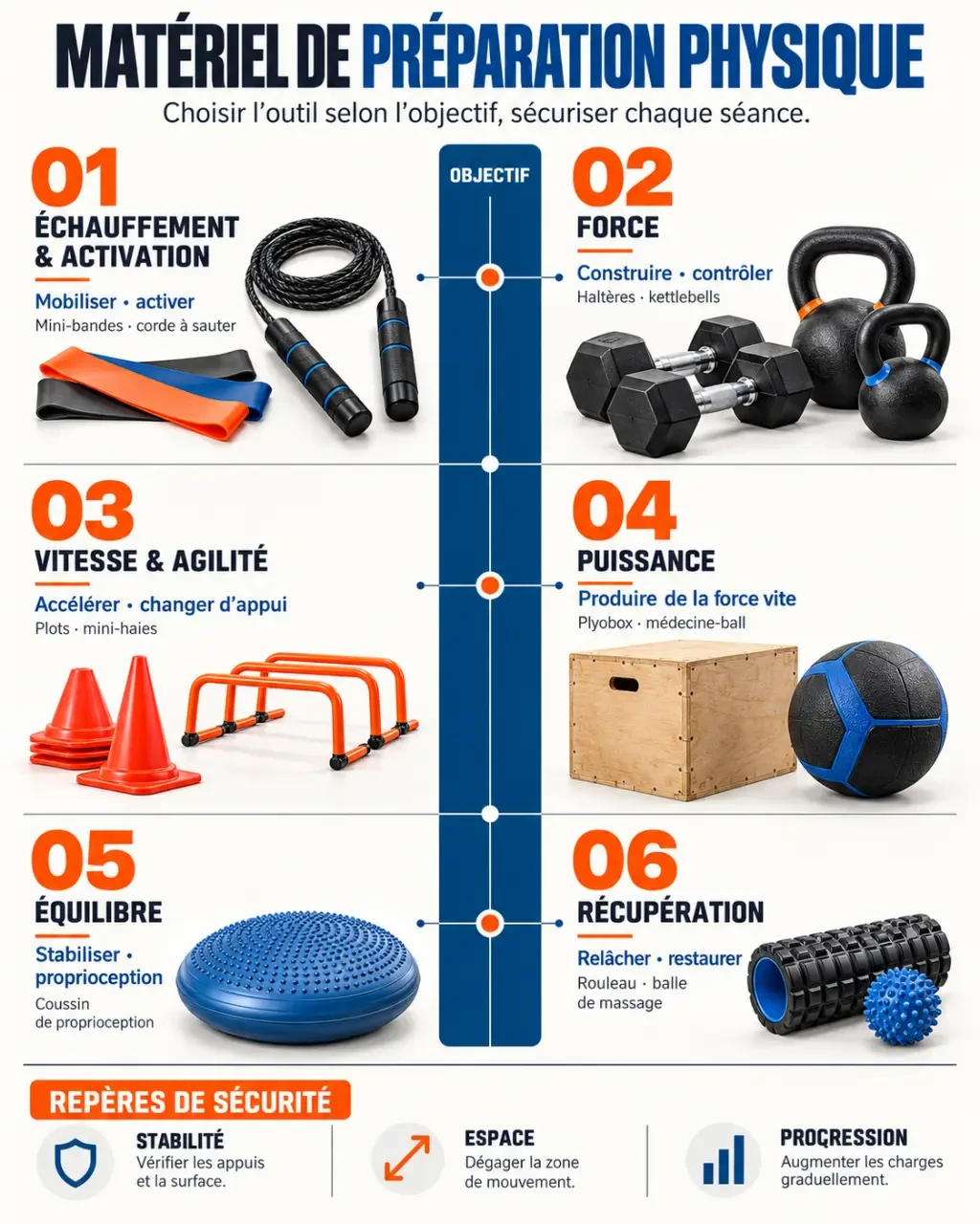 Matériel préparation physique classé par objectifs d’entraînement